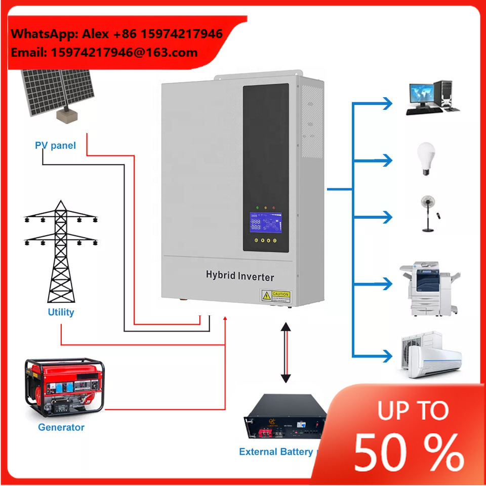 Hybrid Solar Inverter 5.5Kw Mppt 48V - Inverter Solare Ibrido 5.5KW 48V On/Off